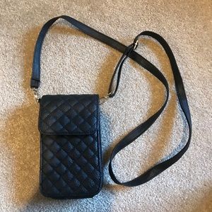 Quilted faux leather phone crossbody bag